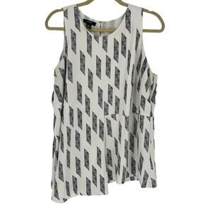 Alfani Black & White Asymmetrical Sleeveless Blouse Size 16